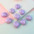 17mm Small Purple Acrylic Heart Pendants Smooth Love Charms DIY Jewelry Making Accessories - Iridescent Purple