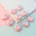 Pink acrylic heart pendant, 17mm smooth glossy love charm for DIY jewelry making accessories. - Iridescent Light Pink