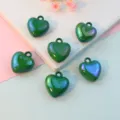 17mm acrylic heart pendant, shiny green love charm with hole for DIY jewelry making accessories. - Iridescent Green