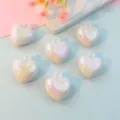 Pearlescent white acrylic heart pendant 17mm glossy love charms DIY jewelry accessories - AB White