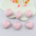 17mm pink heart pendant charm smooth cute acrylic DIY jewelry accessories for making crafts - Light Pink