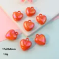 17mm acrylic red heart pendant DIY jewelry making charms cute glossy love charms sweet style items - Iridescent Orange