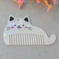Acrylic cute cat shape hair comb accessory with hanging hole, pearlescent white design. - Cat White