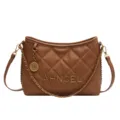 Sac bandoulière matelassé marron avec chaîne, élégant sac fourre-tout pour femmes stylées. - Kaki