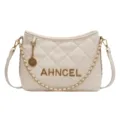 Sac porté épaule matelassé blanc avec chaîne dorée, élégant sac à main en PU. - Blanc
