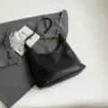 Sac portées épaule femme noir rétro motif litchi cabas fourre-tout décontracté - Noir