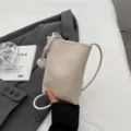 Minimalist beige mini crossbody phone bag, casual daily small shoulder bag for women. - Off White