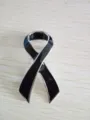 Black ribbon awareness enamel pin brooch alloy fashion jewelry accessory gift item - Silver Edge - Black