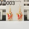 Christmas Santa Claus enamel alloy earrings holiday fashion jewelry cute festive gift for women - Santa Claus Style(E0003) / Gold