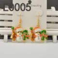 Christmas tree snowman dangle earrings festive alloy rhinestone jewelry for women girls. - Snowman Candy Cane Style(E0005) / Gold