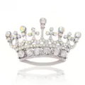 Silberne Kronen Strass Brosche Pin für Damen, elegante Kristall Tiara Mode Schmuck. - Silber