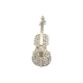 Exquisite silver violin rhinestone brooch pin, sparkling crystal alloy lapel jewelry for women. - White K White Rhinestone