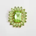 Elegant green crystal flower brooch pin, sparkling rhinestone fashion jewelry accessory for women. - Green