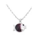 Crystal fish necklace for women, cute silver pendant with sparkling red stone jewelry. - Yellow