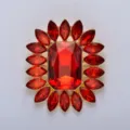 Crystal rhinestone red brooch fashion floral accessory luxury style elegant decorative brooch pin - Red