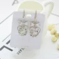 Silver long zircon heart earrings fashion jewelry, elegant design for women daily wear. - Platinum