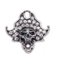 Vintage silver alloy skull rhinestone brooch gothic Halloween clothing jewelry - Antique Silver