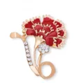 Mother's Day Red Carnation Brooch Enamel Rhinestone Gold Plated Elegant Gift Corsage Jewelry - KC Gold