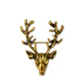Vintage gold deer head brooch pin, elegant Christmas costume jewelry accessory for apparel. - Antique Gold