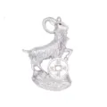 Zodiac sheep metal brooch with lucky coin design, elegant fashion apparel accessory. - White K/Silver