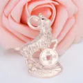 Exquisite rose gold zodiac goat brooch featuring ancient coin design, elegant fashion accessory. - Rose Gold