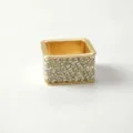 Eckiger Strass Schalring goldenes Metall Tuchclip edler Seidenschal Ring Zubehör Damen - L / Gold