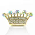 Koreanischer Stil Legierung Strass Krone Brosche elegante Gold Metall Kristall Anstecknadel - Gold