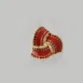 Zinc alloy red rhinestone three-ring scarf buckle European style fashion jewelry accessory. - Silver Edge Red
