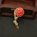 Exquisite enamel carnation brooch detail, elegant flower pin jewelry gift for women mothers day. - As Shown