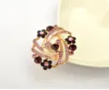 Elegant crystal floral brooch pin gold tone purple rhinestone women fashion jewelry - Purple