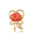Zinc alloy rhinestone carnation brooch for women, elegant Mother's Day gift apparel accessory. - Red