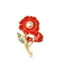 Exquisite enamel carnation brooch with pearl, zinc alloy floral lapel pin for women. - As Shown