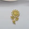 Sunflower rhinestone brooch crystal lapel pin gold tone fashion clothing accessory - Citrine + Yellow and White Rhinestone
