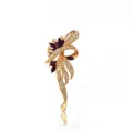Elegant gold-tone rhinestone and purple crystal brooch pin for women fashion accessories. - Gold