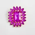Elegant crystal rhinestone cluster brooch, fashionable geometric flower pin accessory for women. - Purple