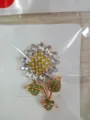 Elegant rhinestone sunflower brooch pin gold tone crystal flower lapel pin accessory - White Crystal & Yellow/White Rhinestones