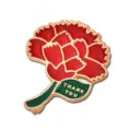 Elegant red carnation enamel brooch pin with thank you text for mother day fashion jewelry accessory - Red