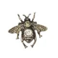 Vintage strass bij broche speld, antiek zilverkleurig insect kristal revers sieraad. - Antiek Zilver
