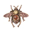 Vintage koper strass bij broche, kristal insect speld voor leuke dames sieraden cadeau. - Antiek rood koper