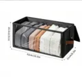 Scatola portaoggetti in tessuto pieghevole con finestra trasparente e maniglie per guardaroba. - 42x21x20.5cm / Nero - Finestra Completa