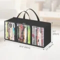 Vista dettagliata borsa porta CD DVD nera con finestra in PVC trasparente e pratiche maniglie. - 52*18*23cm / Nero