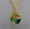 Gold plated angel tears crystal pendant long necklace fashion women jewelry accessory - Dark Blue