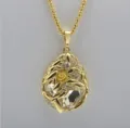 Gold Crystal Teardrop Pendant Necklace Long Sweater Chain Fashion Women Jewelry Gift - White