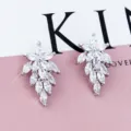 Silver marquise cubic zirconia floral stud earrings, sparkling bridal jewelry variant. - Silver (Silver Earring Post)