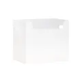 White plastic desktop storage box with handles for books and office supplies organization. - Clear
