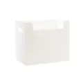 White plastic desktop book storage box, modern minimalist organizer basket for office school. - White