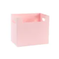 Pink desktop storage box organizer for books and toys with convenient side handles. - Pink