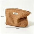 Borsa cosmetica intrecciata custodia di stoccaggio portatile per viaggi 26x18cm - Caffè Riso