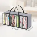 Grande borsa di archiviazione grigia per CD DVD con finestra in PVC trasparente e manici - 52*18*23cm / Grigio