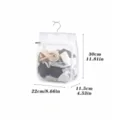 Hanging mesh sock storage bag for wardrobe dorm organization with zipper and hook clear view. - 22*11.5*30cm / White